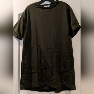 EUC Zara Trafaluc Olive Green T-Shirt Dress Size S